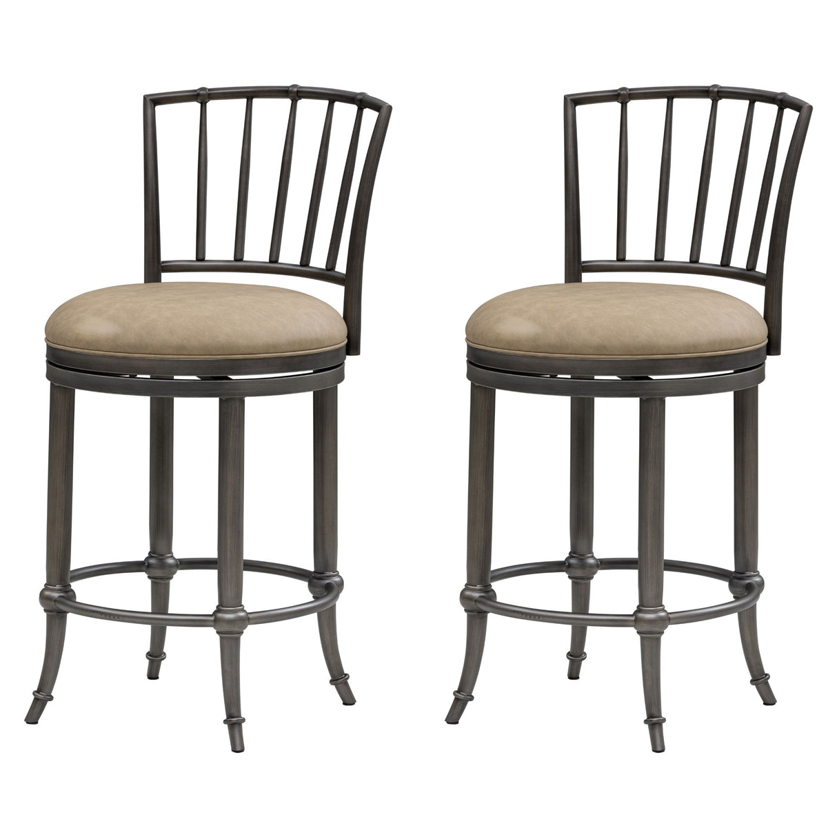 Vince - Commercial Grade Steel Frame Faux Leather Upholstered Swivel Counter Height Barstool