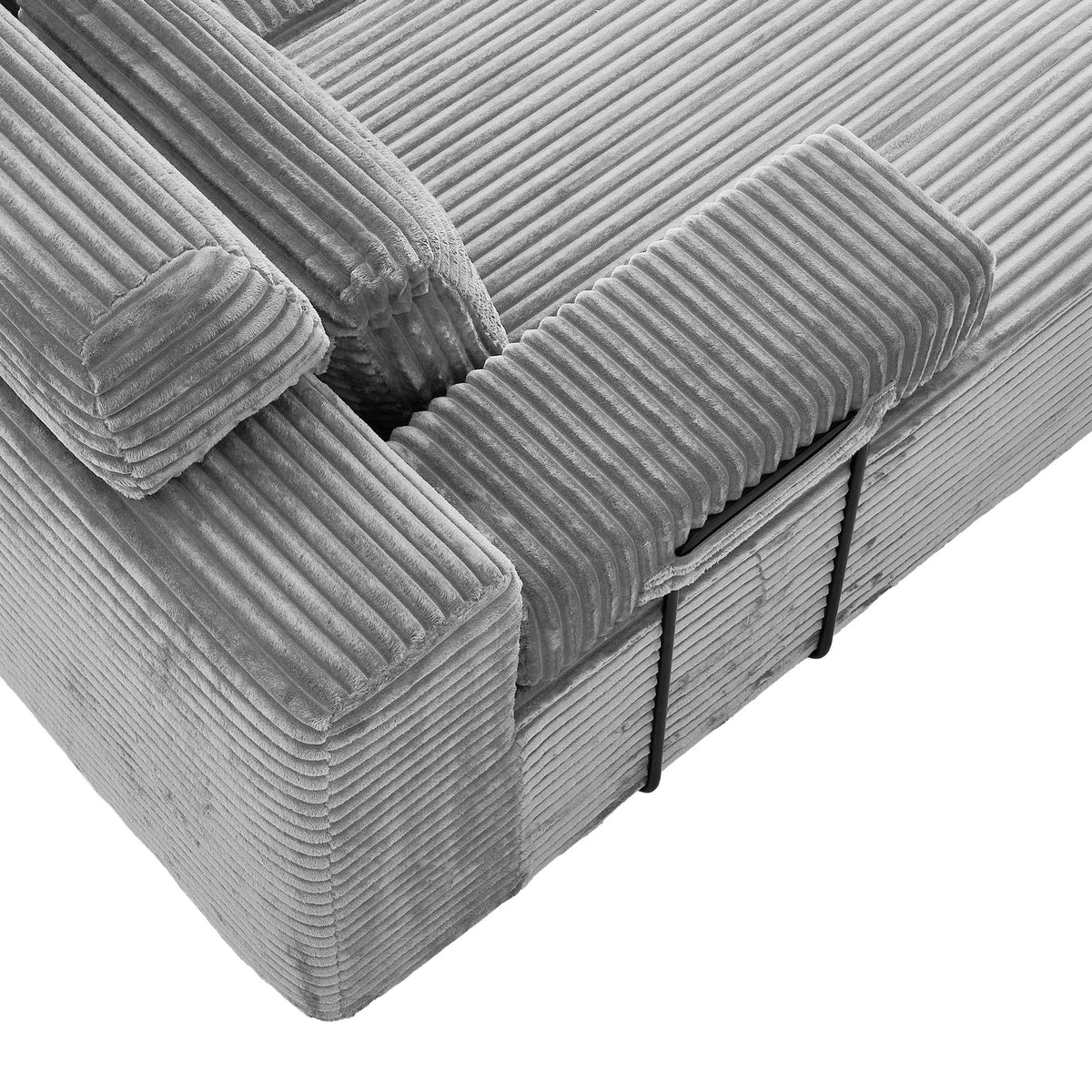 Sectional Sleeper Sofa & Storage Pockets, Modular Couch With Throw Pillows For Living Room