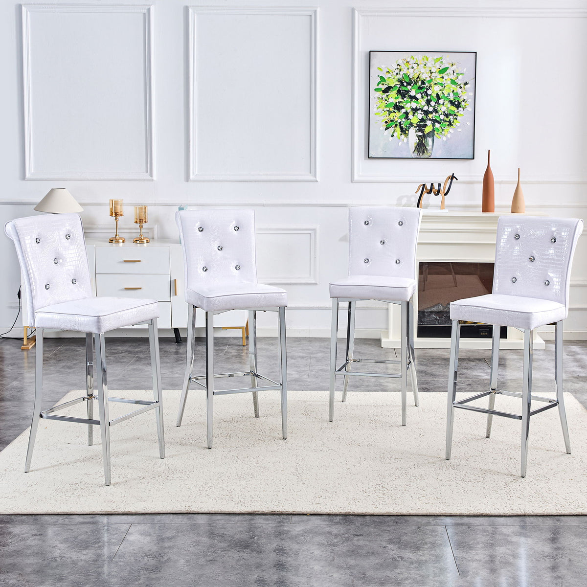 Bar Chairs & Crystal Clasp Design (Set of 2)