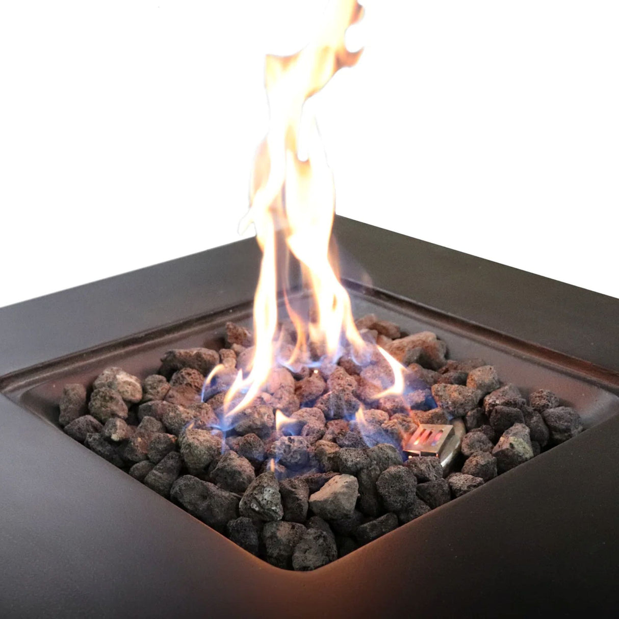Propane Gas Fire Pit Table Concrete Outdoor Heater 30x11in