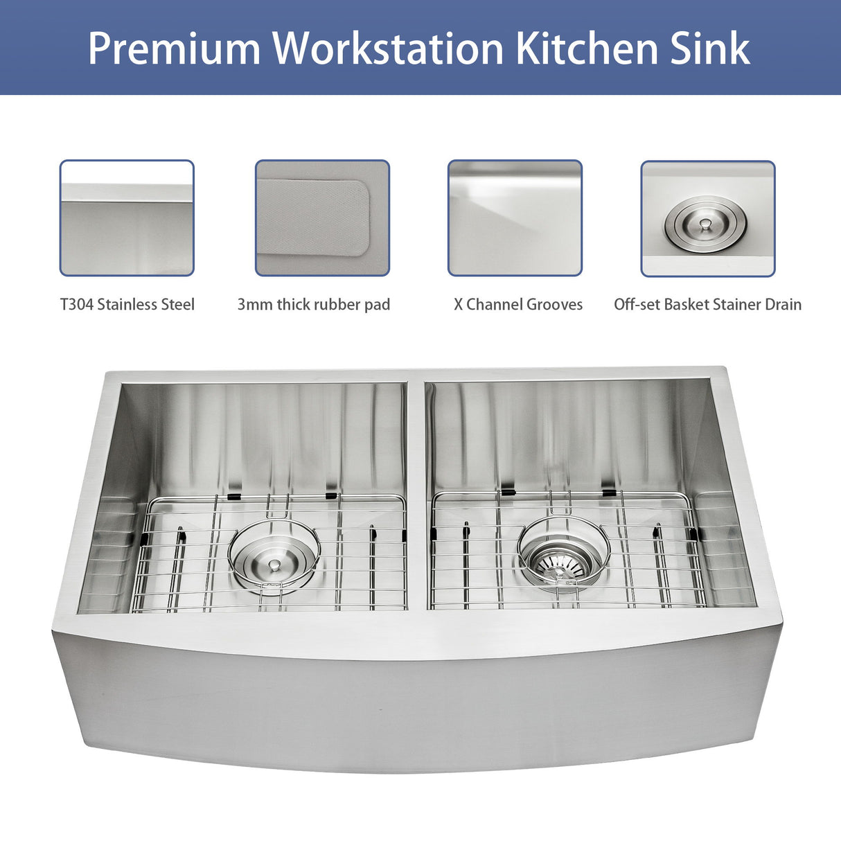 Farmhouse Double Bowl Sink With 50/50 Layout