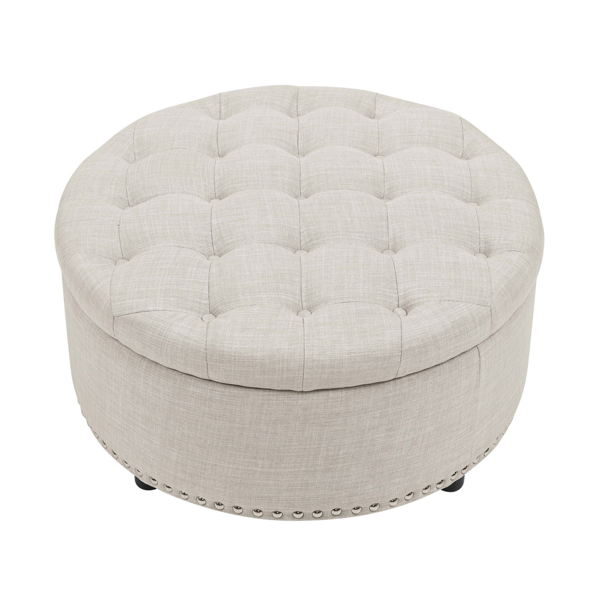 Tufted Storage Ottoman - Almond