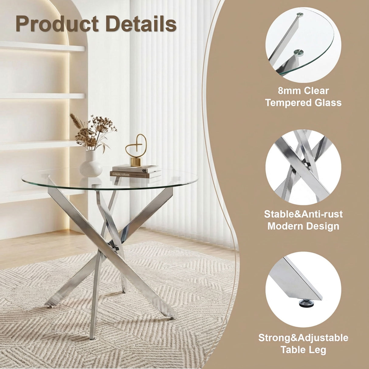 Round Dining, Kitchen Table For Dining Room - Chrome