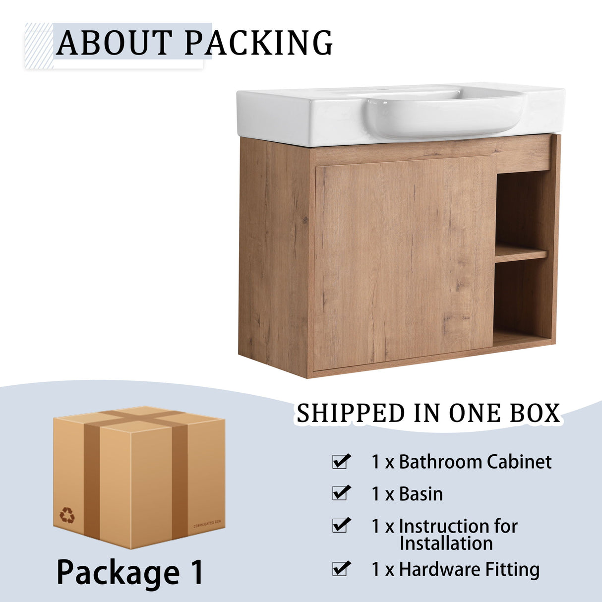 Wall Mounted Bathroom Vanity & Sink & Soft Close Door