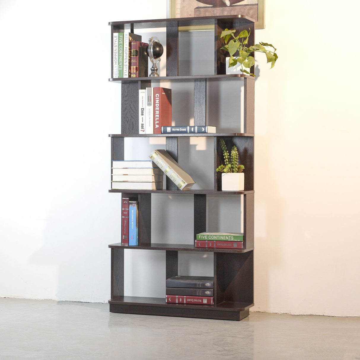 Modern 5 Tier Open Storage Bookcase