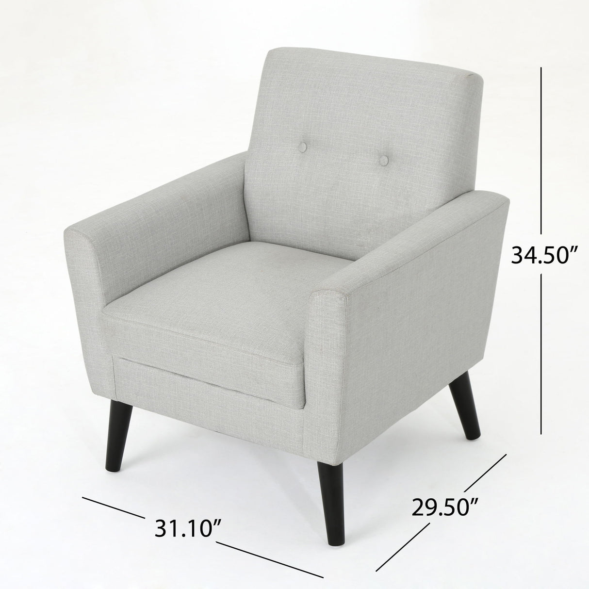 Radiantize - Upholstered Fabric Club Chair With Square-Off Back And Button Tufted - Light Gray