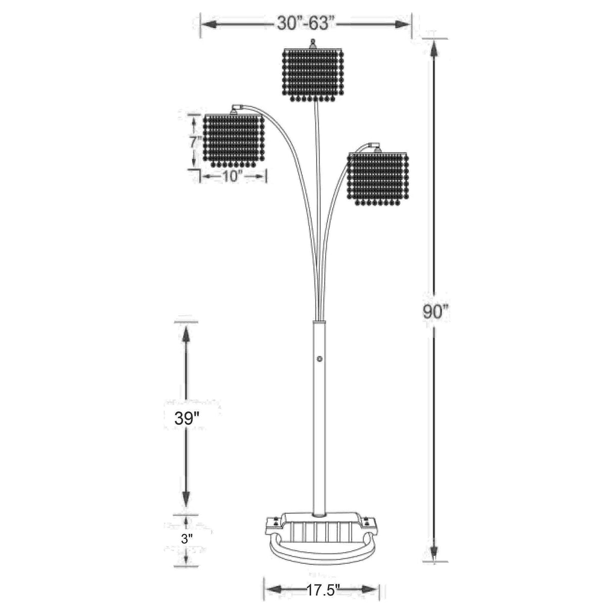 Bali - Shores Hanging Crystal Arc Floor Lamp Floor Lamp - Chrome