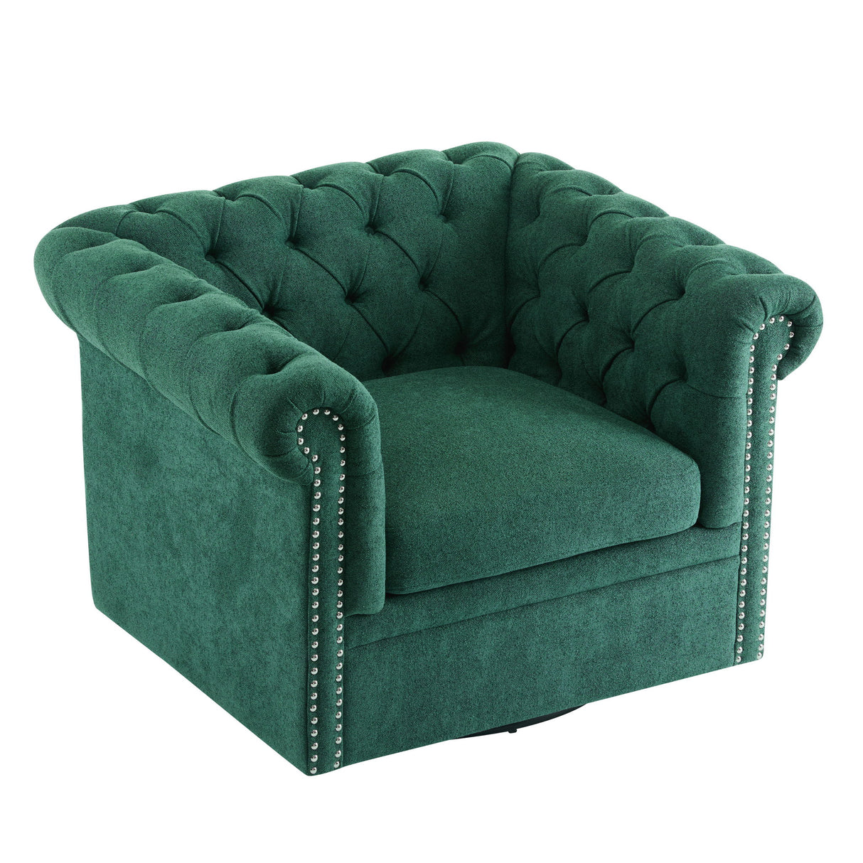 Chesterfield Swivel Club Chair With 360 Degree Rotation - Dark Green