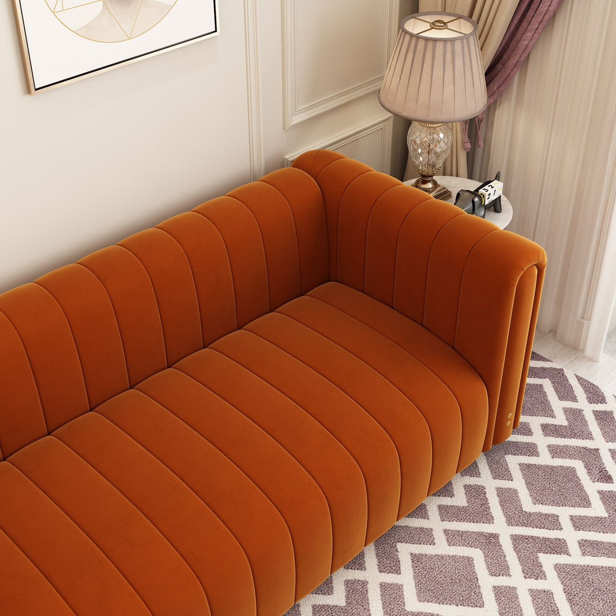 Sofa With Vertical Stripes With Accents