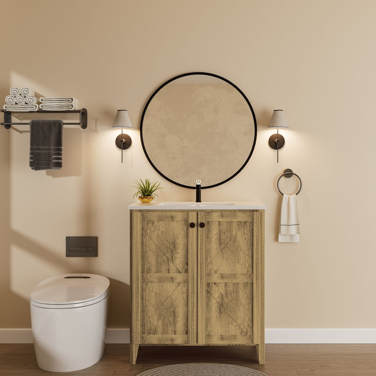 Folding Floor Cabinet With Sink - Antique Gray