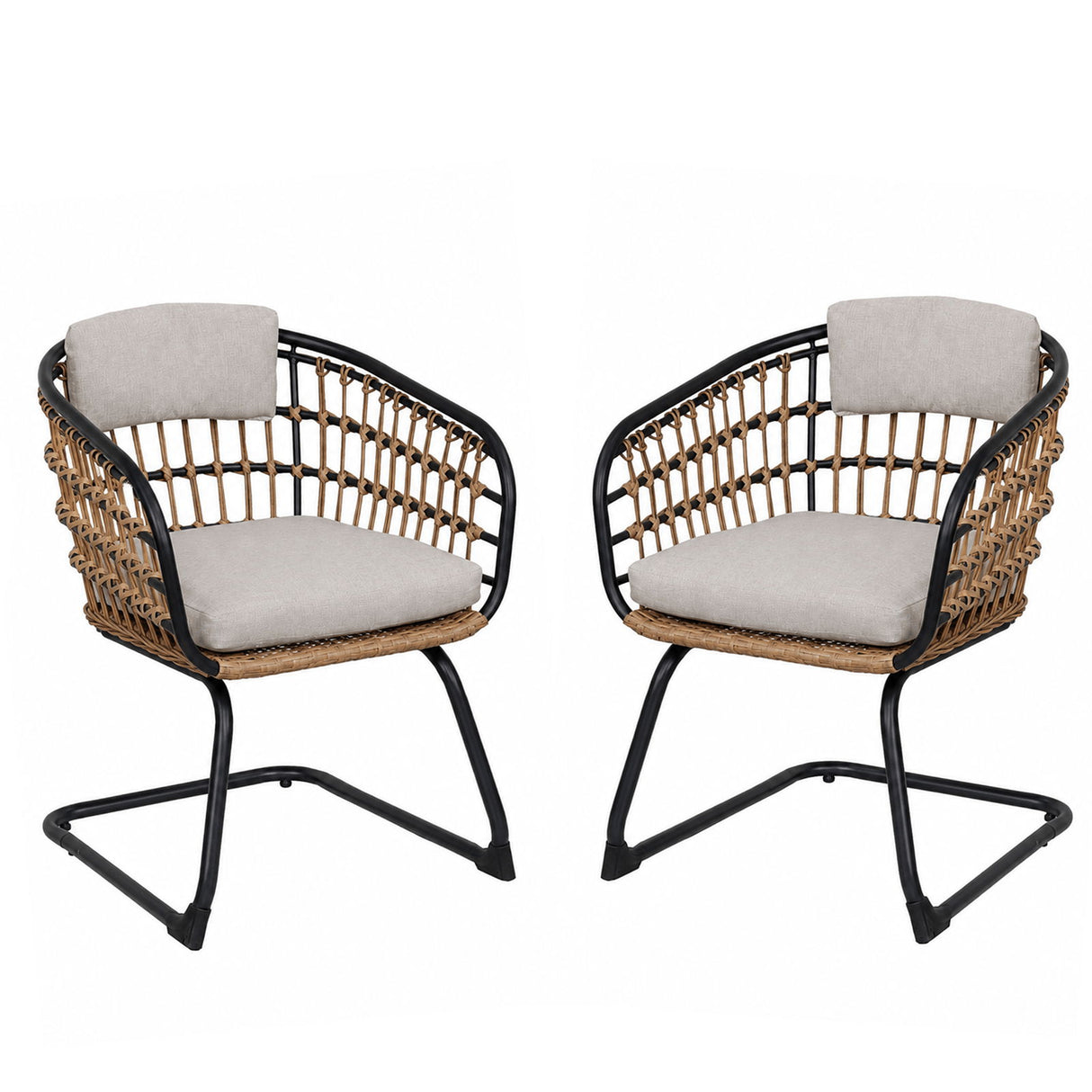 Patio Dining Chairs For Garden (Set of 2) - Beige