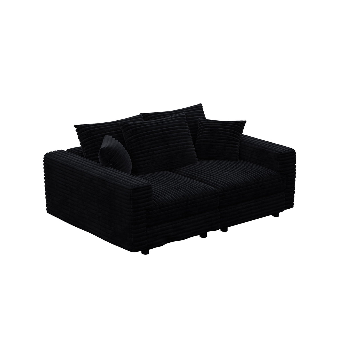 Deep Seat Convertible Sofa With Soft Pillows And Ottomans