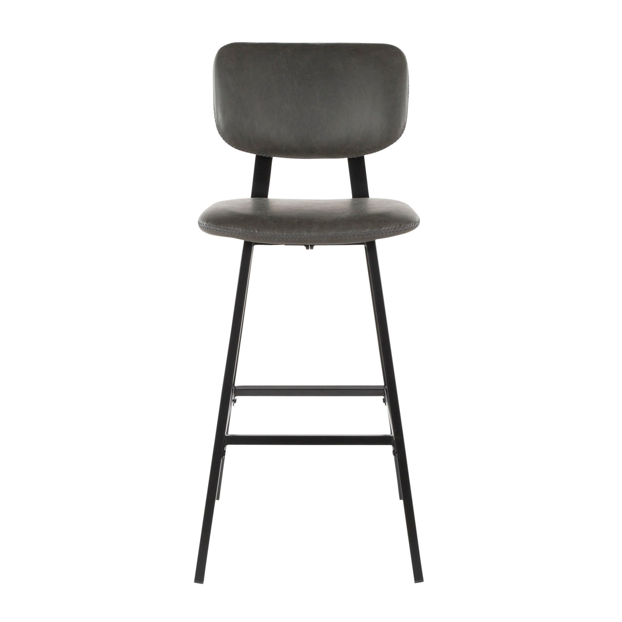 Foundry - Contemporary Barstool Zig Zag Stitching (Set of 2) - Black / Gray