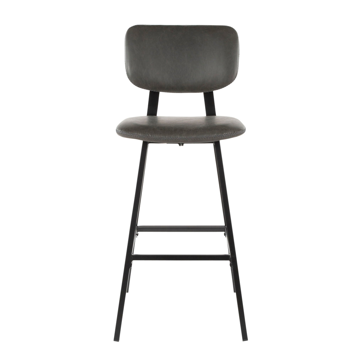 Foundry - Contemporary Barstool Zig Zag Stitching (Set of 2) - Gray