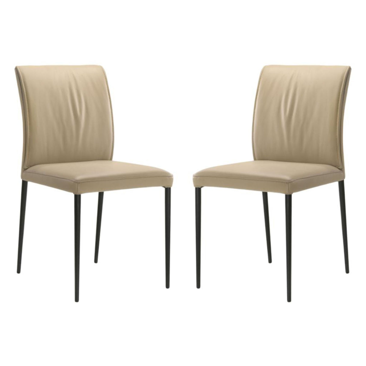 Meriam - Full Back Top Grain Leather Upholstered Metal Dining Chairs (Set of 2)