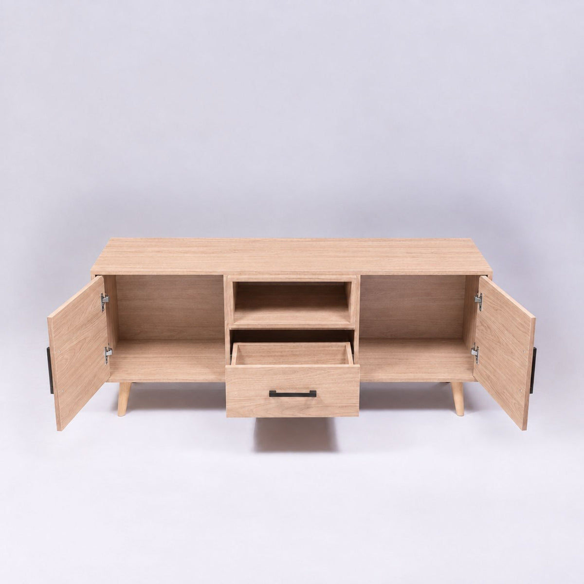 TV Stand For TVs Up To 60" With 2 Doors, 1 Drawer And 1 Open Shelf - Walnut