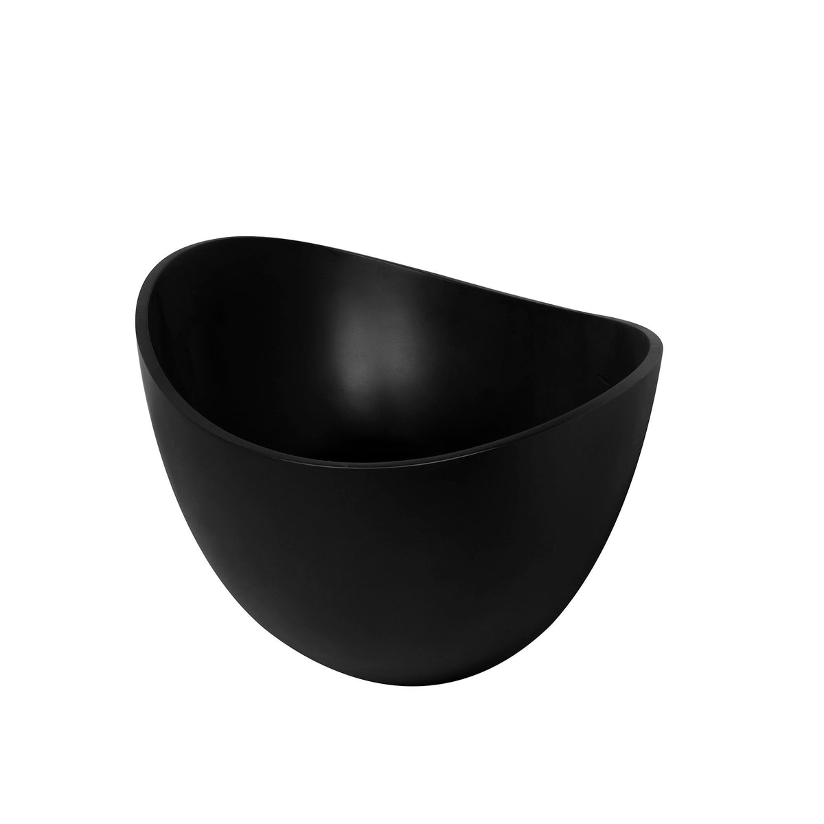 63" Freestanding Solid Surface Soaking Bathtub For Bathroom - Black