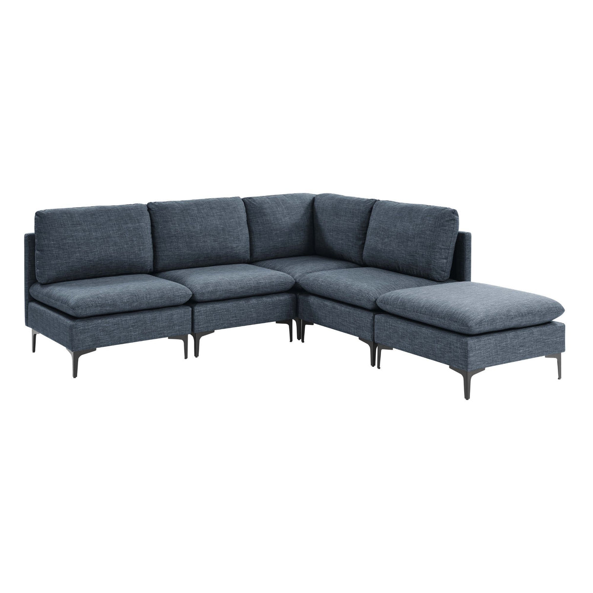 Upholstered Modular Sectional With Tall Legs, Medium Firm Seat