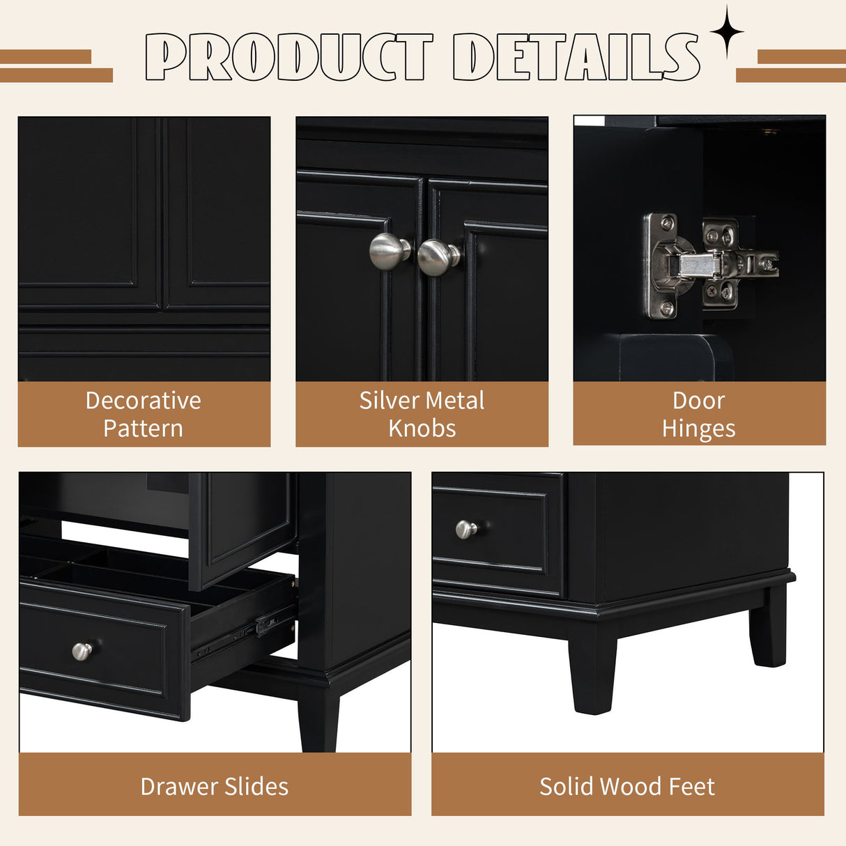 Modern Bathroom Vanity Base Only With Doors And Drawer