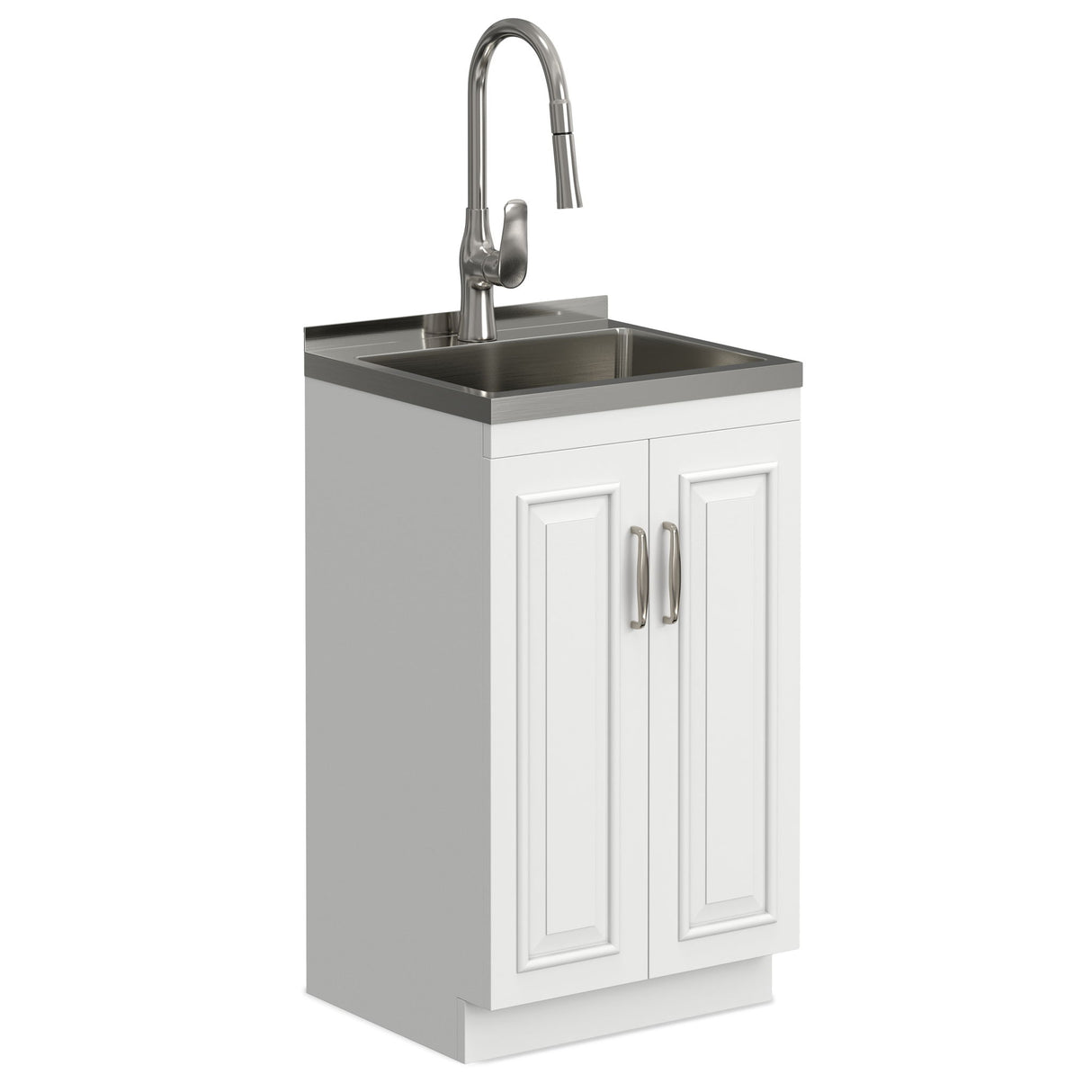 Darwin - Laundry Utility Sink And Cabinet With Sink And Pull Out Faucet - White