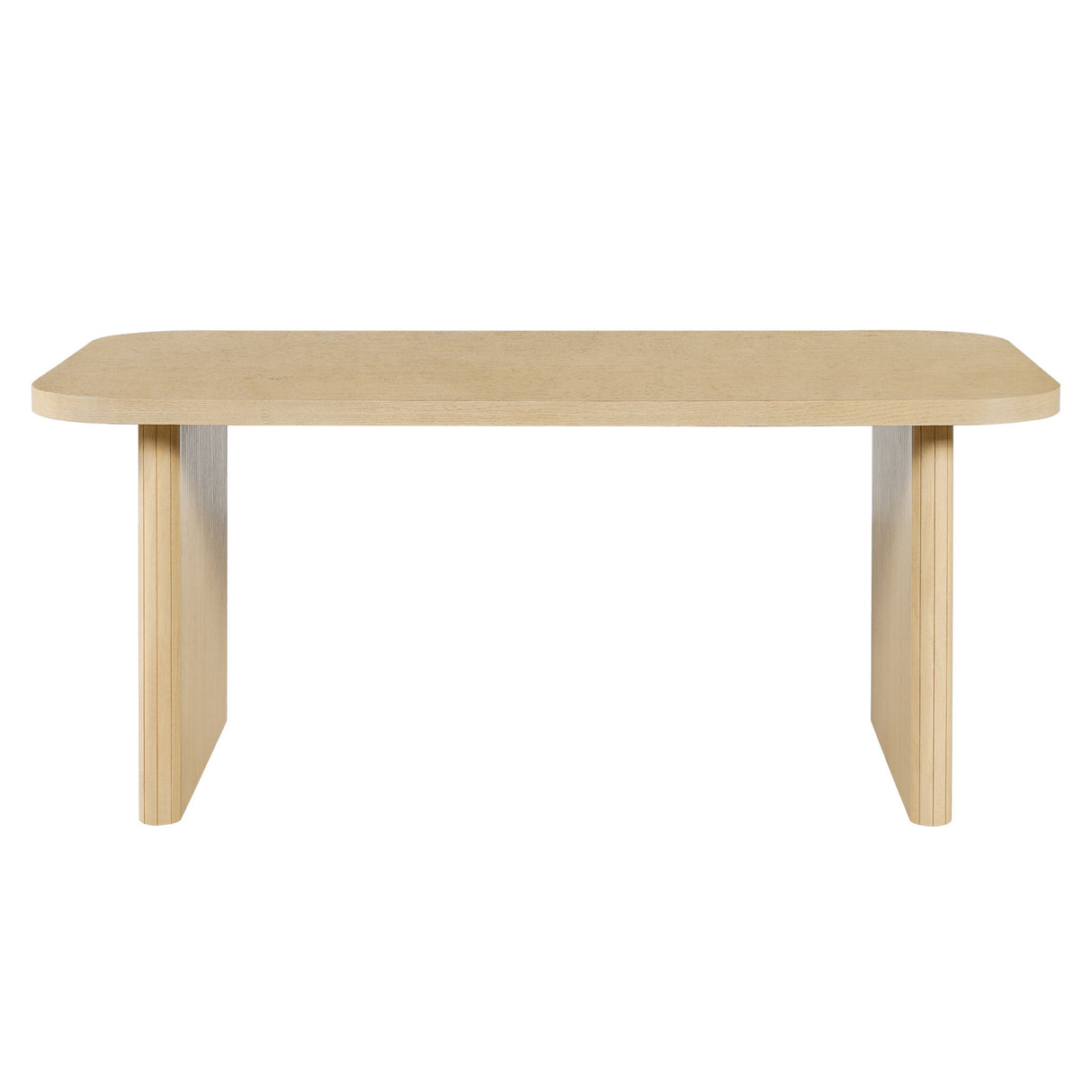 5 Piece Indoor Dining Set With Fluted Table & Chairs - Khaki / Light Oak / Natural