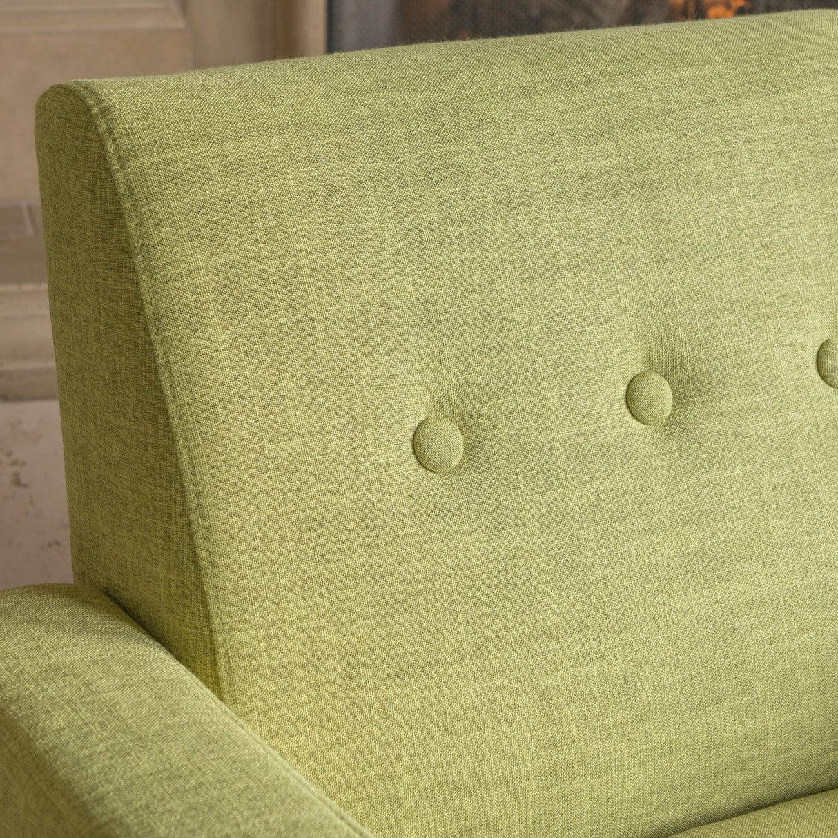 Modern Club Chair, Elegant Fabric With Rubberwood Legs - Green