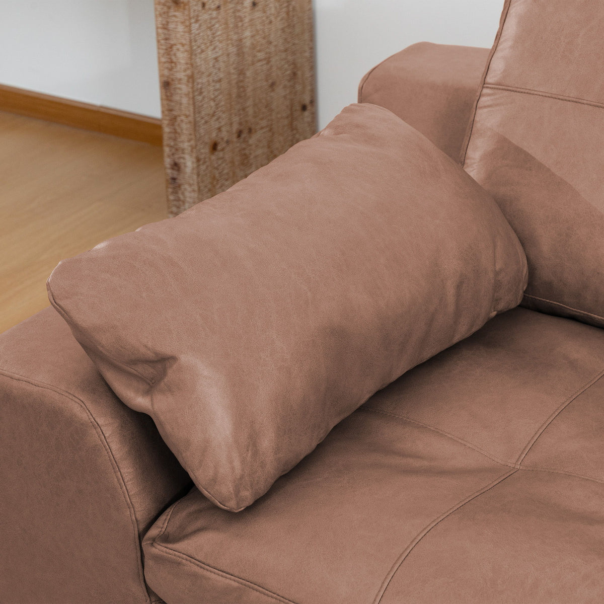 L - Shaped Modular 2 Seater Sofa With Movable Ottoman And High Density Sponge Cushions For Living Room