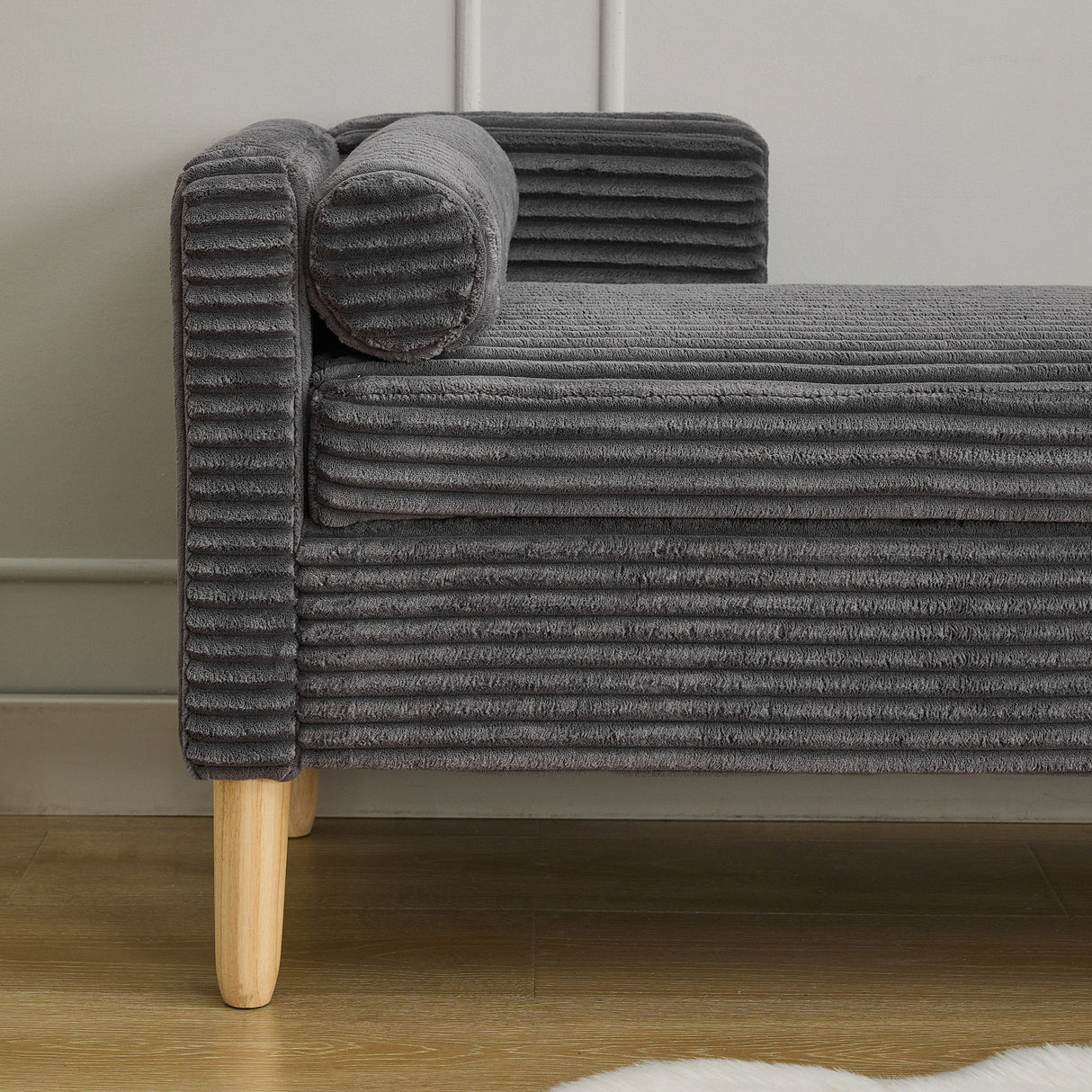 Upholstered Corduroy Flip Top Storage Bench For Living Room