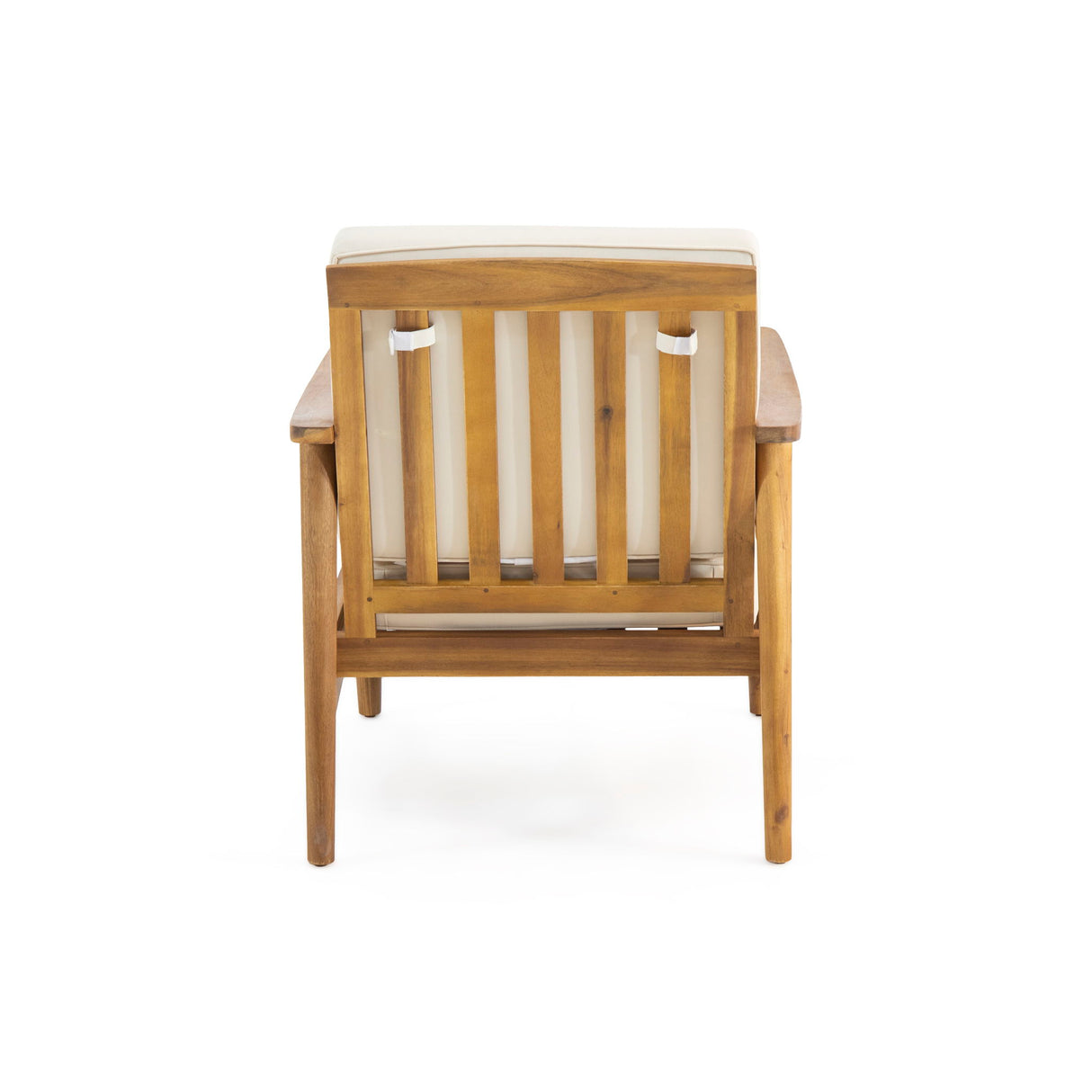 Birdsong - Outdoor Club Chair With Slat Back And Seat Cushion - Beige