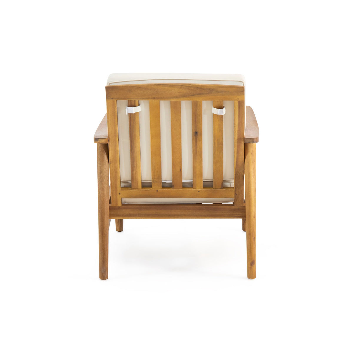 Birdsong - Outdoor Club Chair With Slat Back And Seat Cushion - Beige