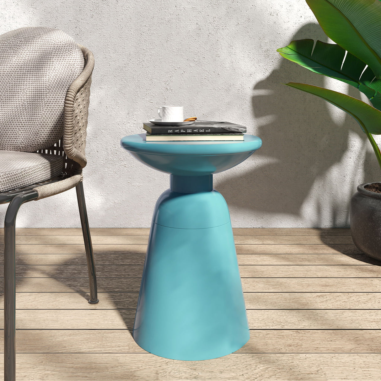 Outdoor Modern Metal End Large Table