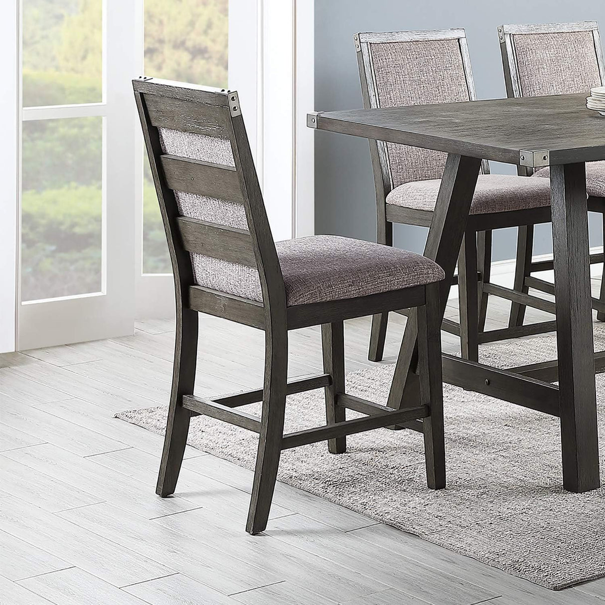 Upholstered Dining Chairs Counter Height (Set of 2) - Gray