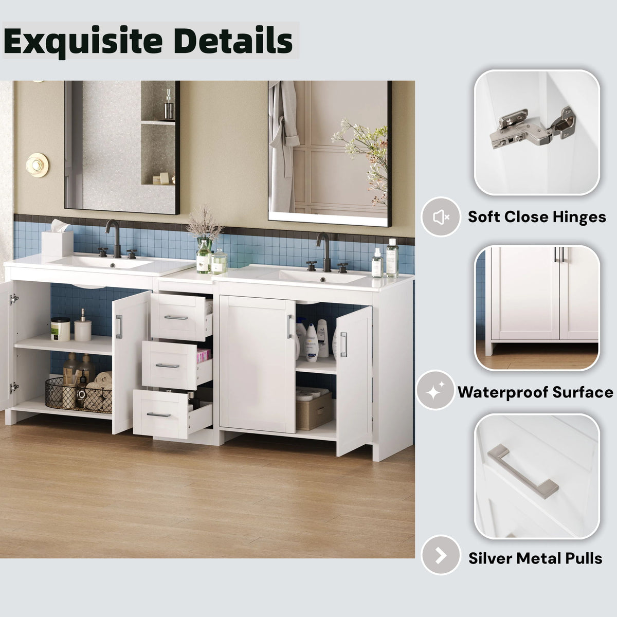Double Sink Bathroom Vanity With Quartz Countertop