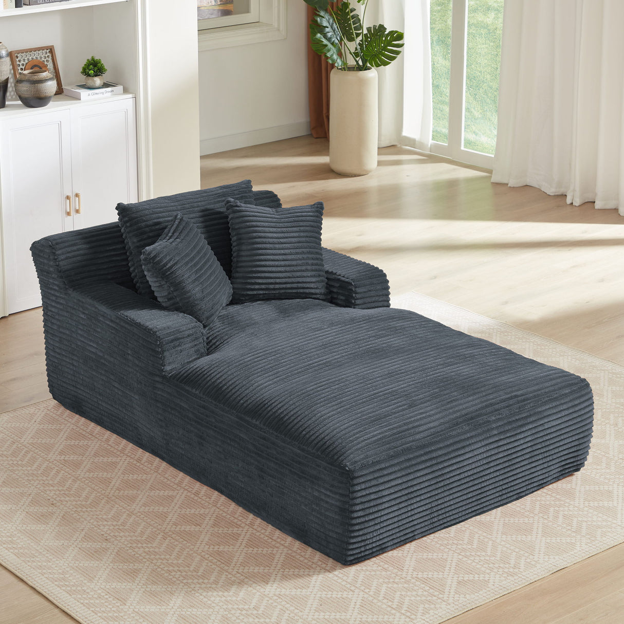 Oversized Chaise Lounge Chair Indoor For Living Room - Dark Gray