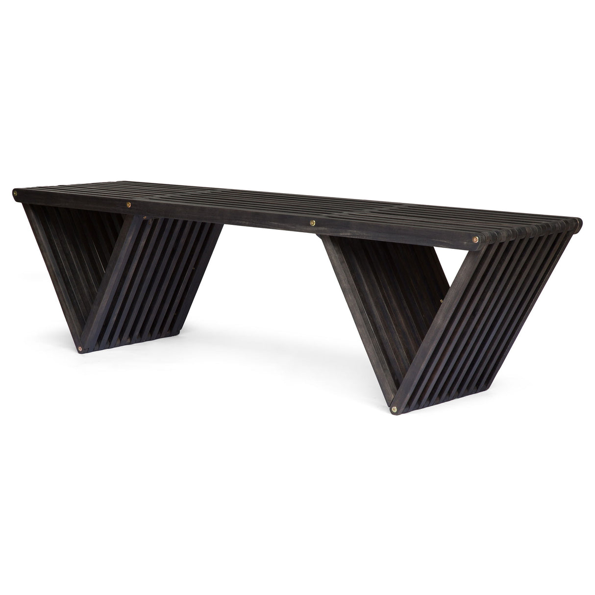 Gloaming - Outdoor Bench With Slat Design And Triangular Base - Dark Gray