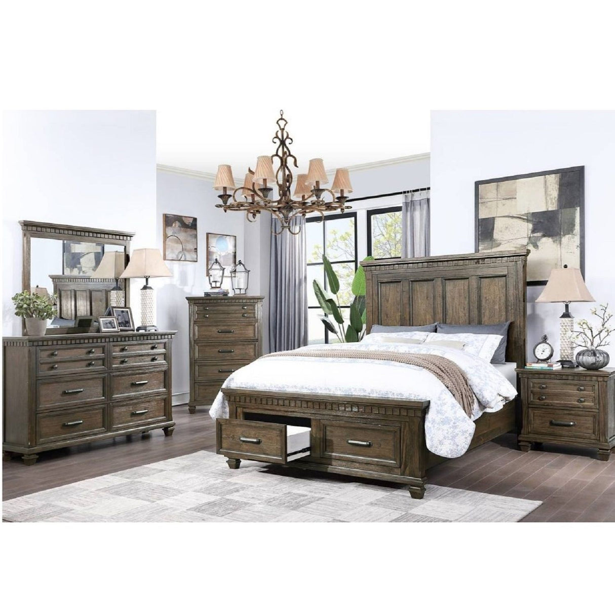 Panel Headboard Bed With Footboard Drawers