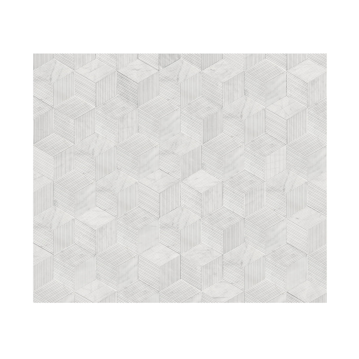 Hexagon Natural Stone Marble Tile, 3D Fluted (Set of 12)