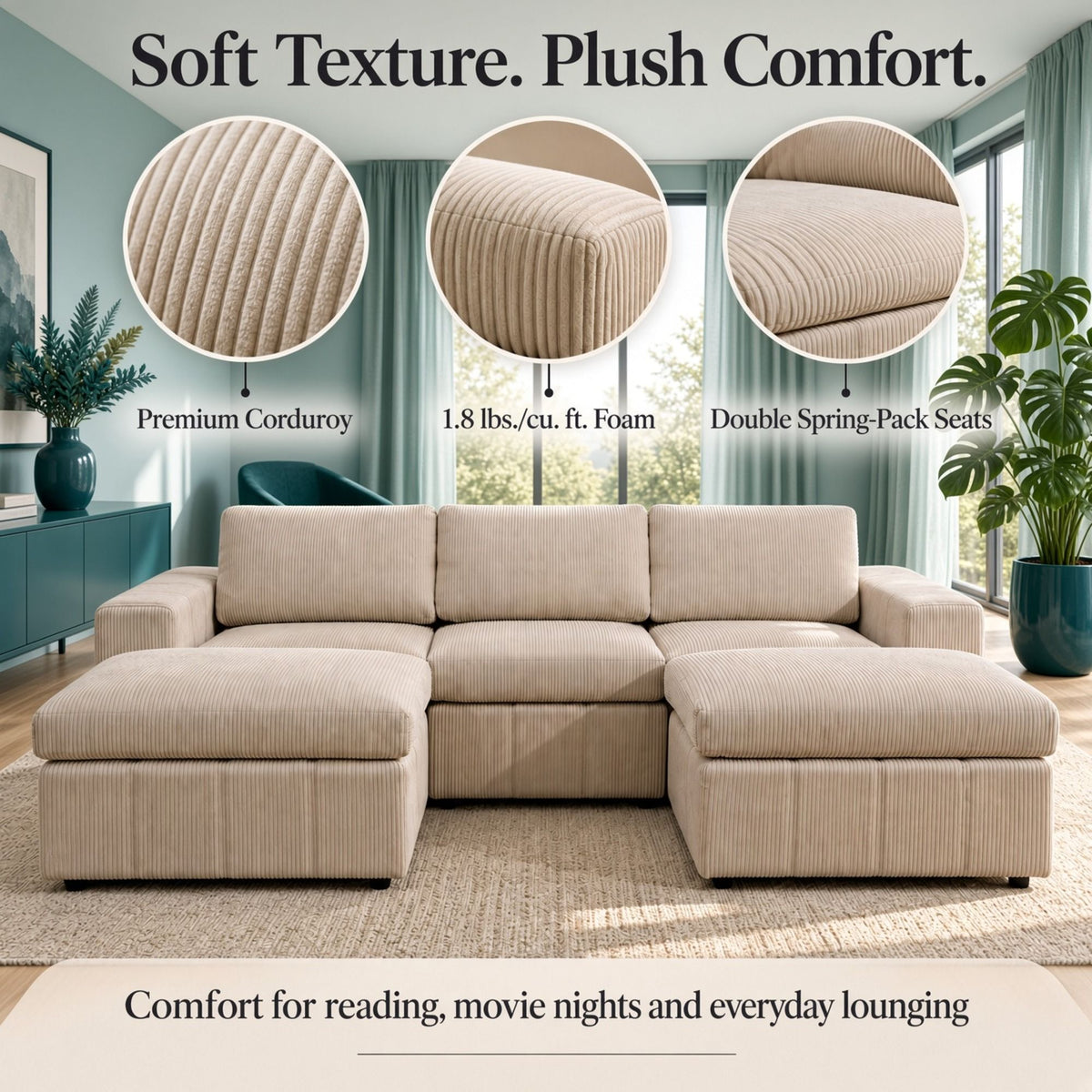 Modular Sectional Sofa, Reversible Set