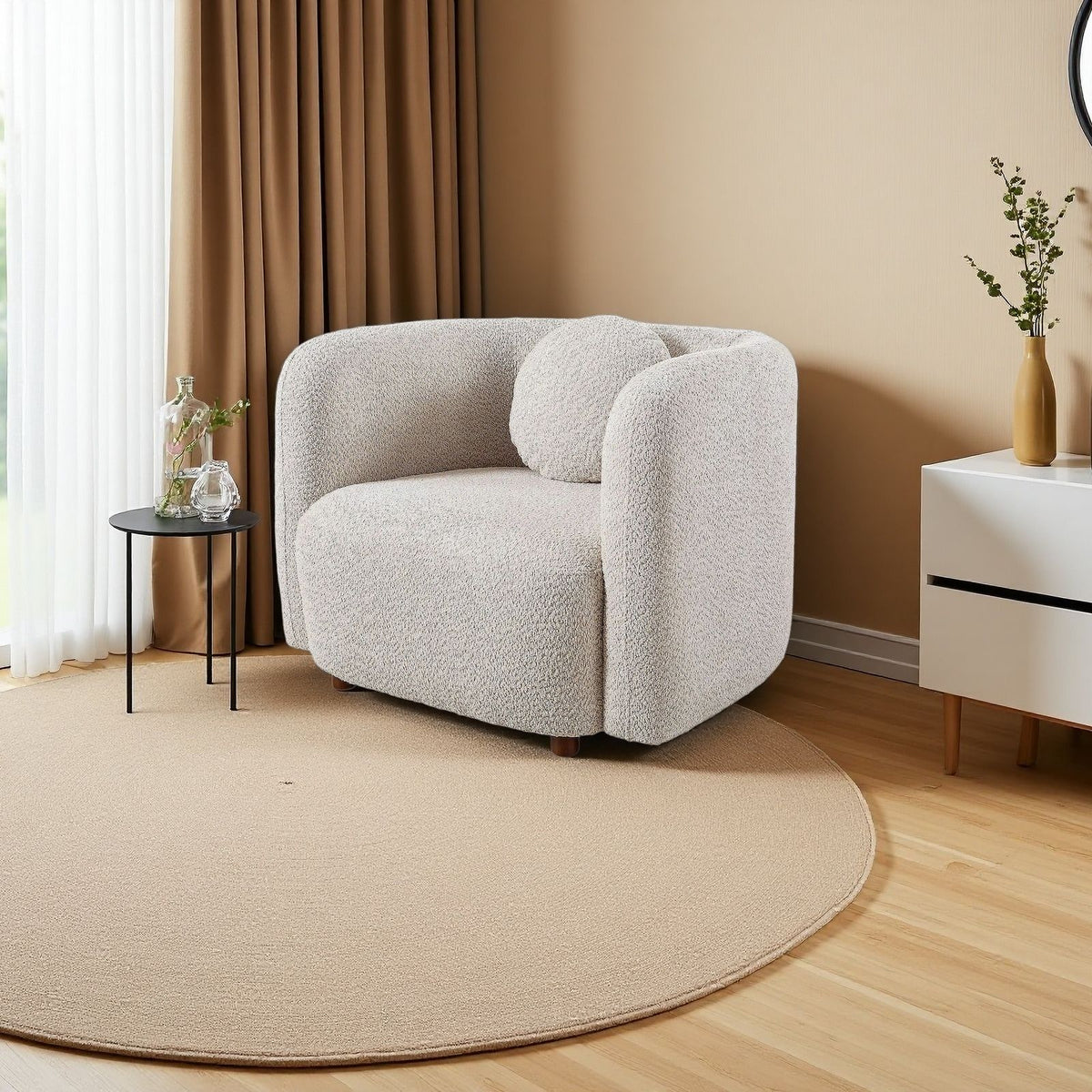 Japandi Style Accent Square Chair