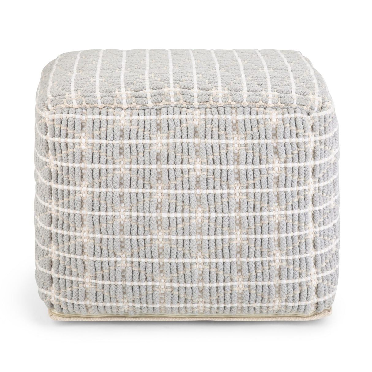 Noreen - Square Pouf - Light Blue / White
