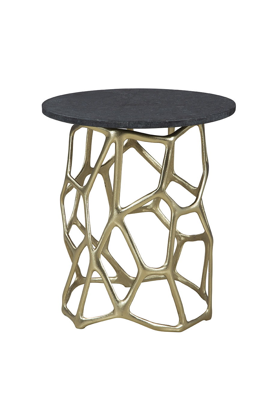 Ariel - Short End Table - Black / Gold