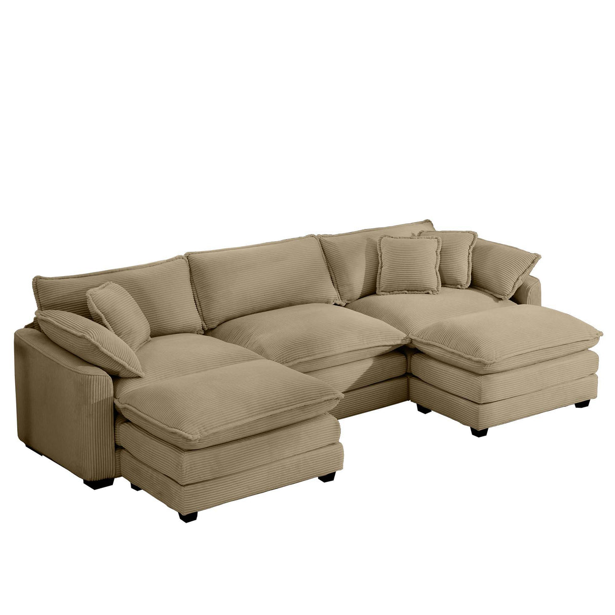 Oversized Modular Cushion Sofa With Ottoman, Low Back, Deep Seating Sofa Set