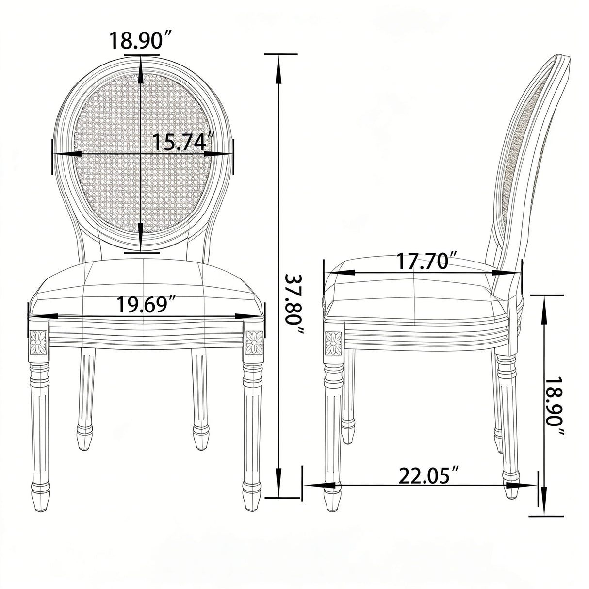 French Country Dining Chairs With Round Back (Set of 2)