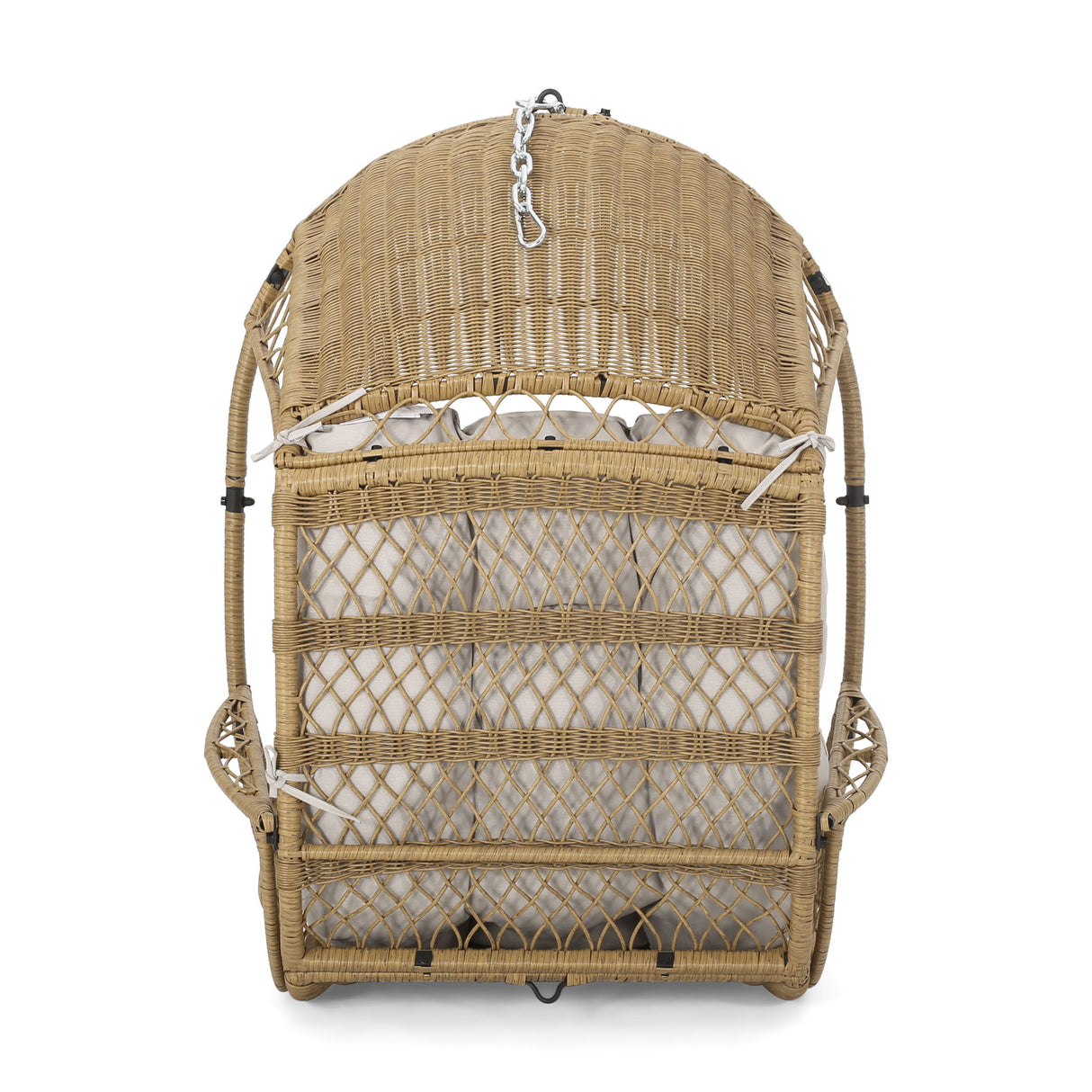 Malia - Outdoor / Indoor Wicker Hanging Chair With Cushion - Brown / Beige