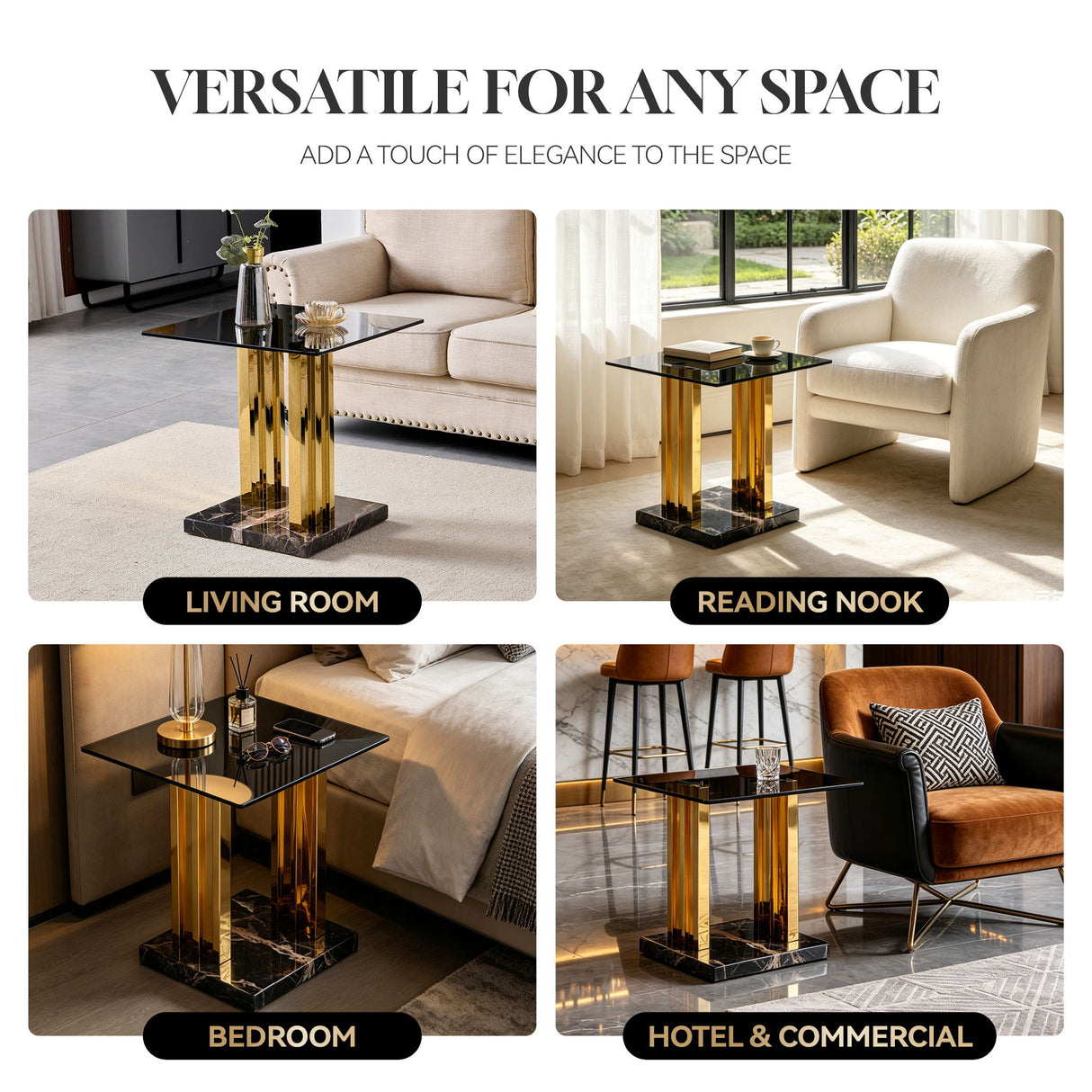 Side Table - Gray / Gold