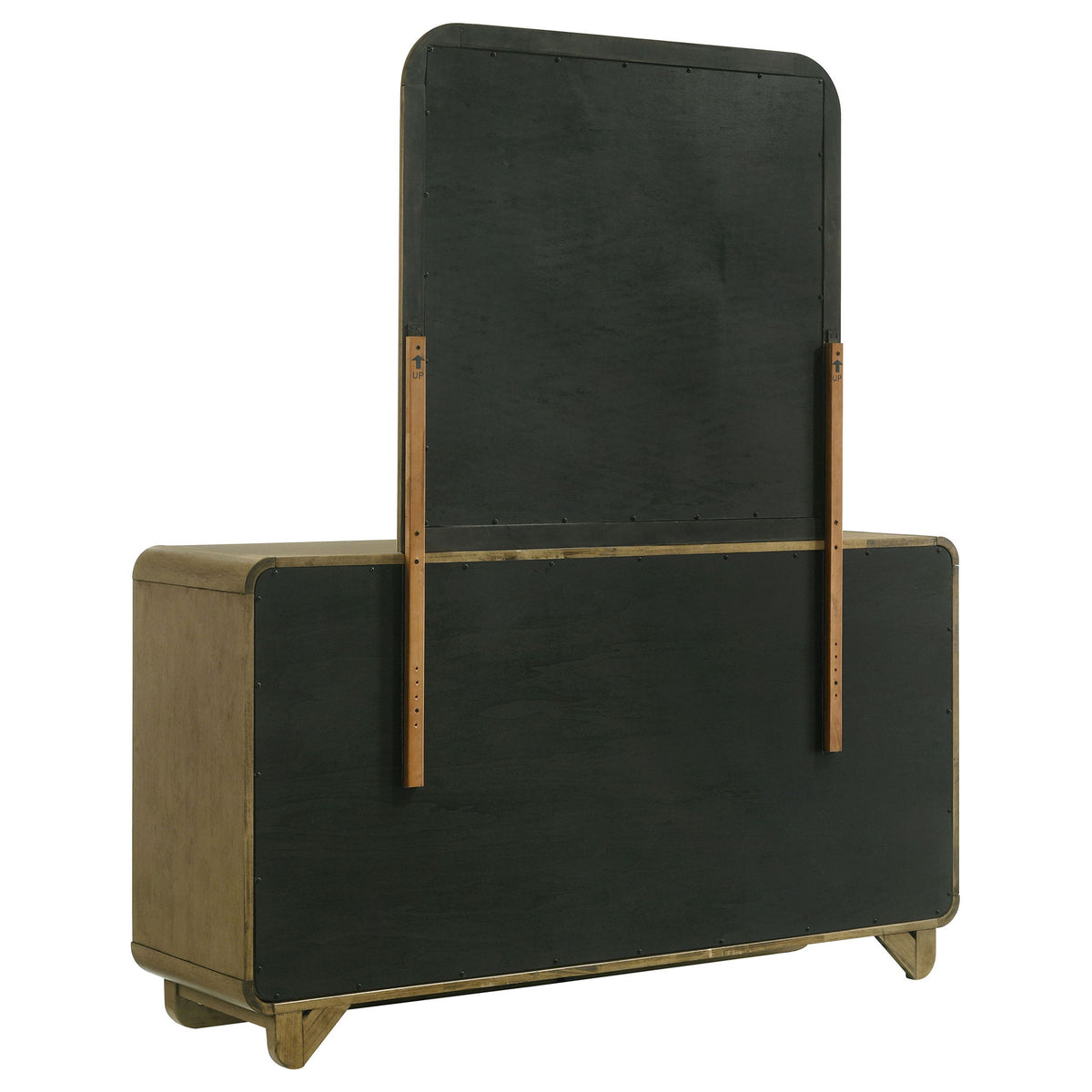 Bernardo - 6 Drawer Dresser And Mirror With Rounded Corners - Nutmeg Brown