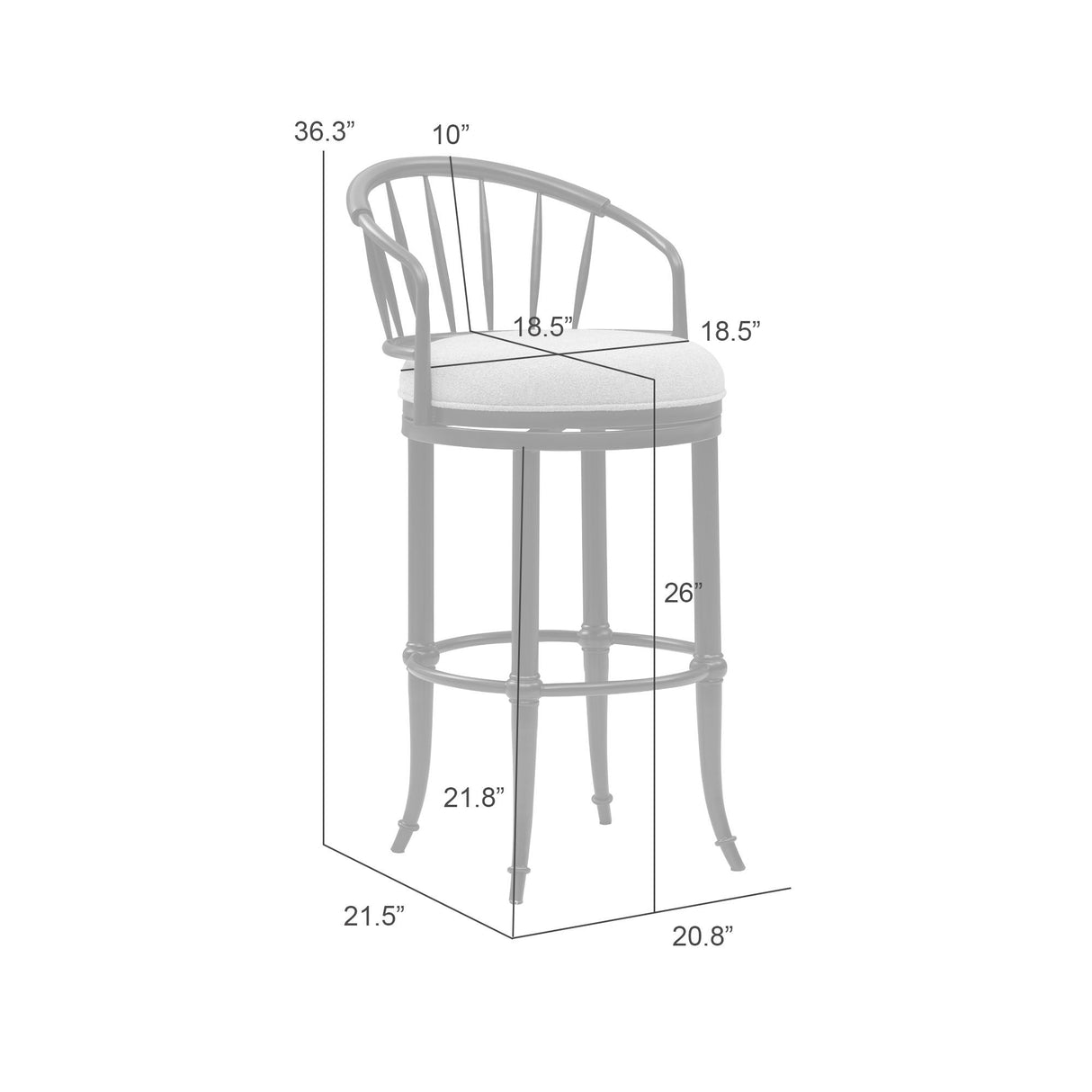 Luther - Commercial Grade Steel Frame Fabric Upholstered Swivel Counter Height Barstool
