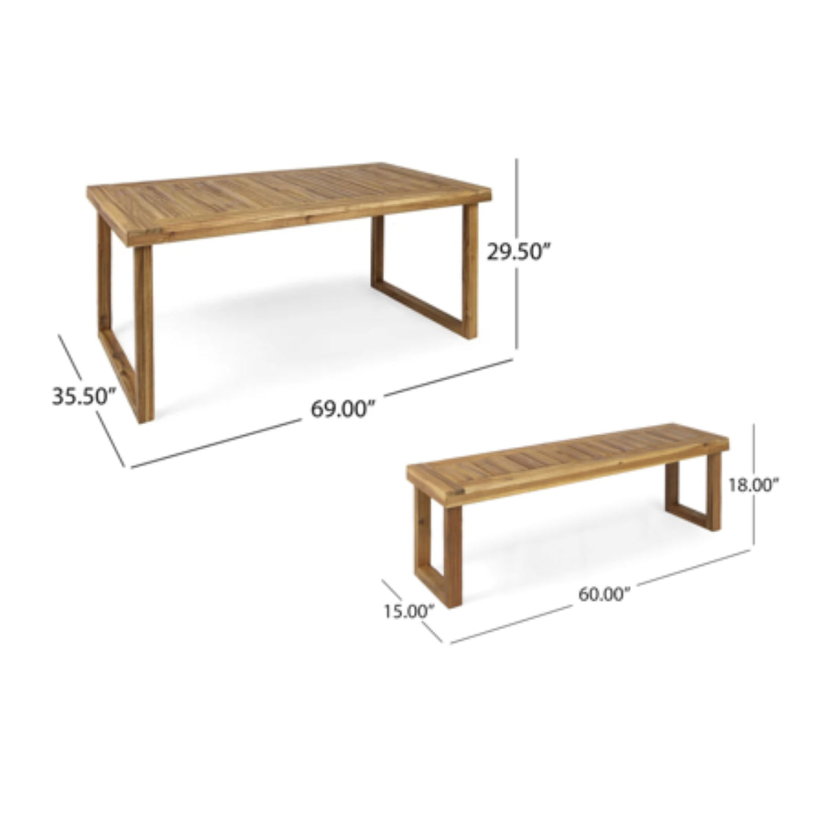 Outdoor Dining Set - Sandblast Natural Finish