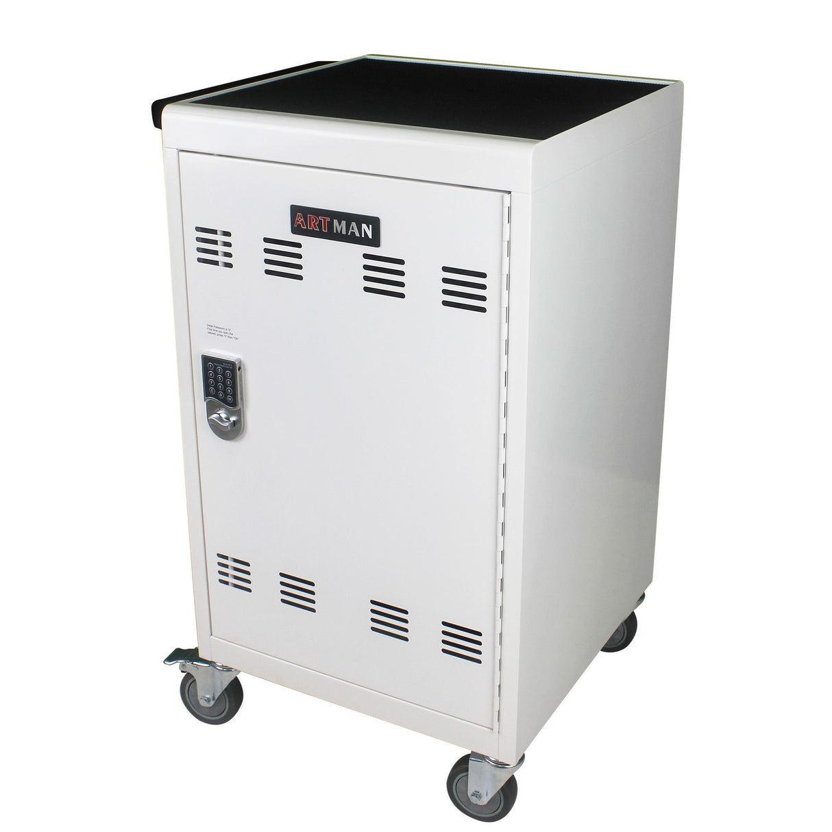 Mobile Charging Cart And Cabinet For Tablets Laptops 30 Device With Combination Lock - Antique White
