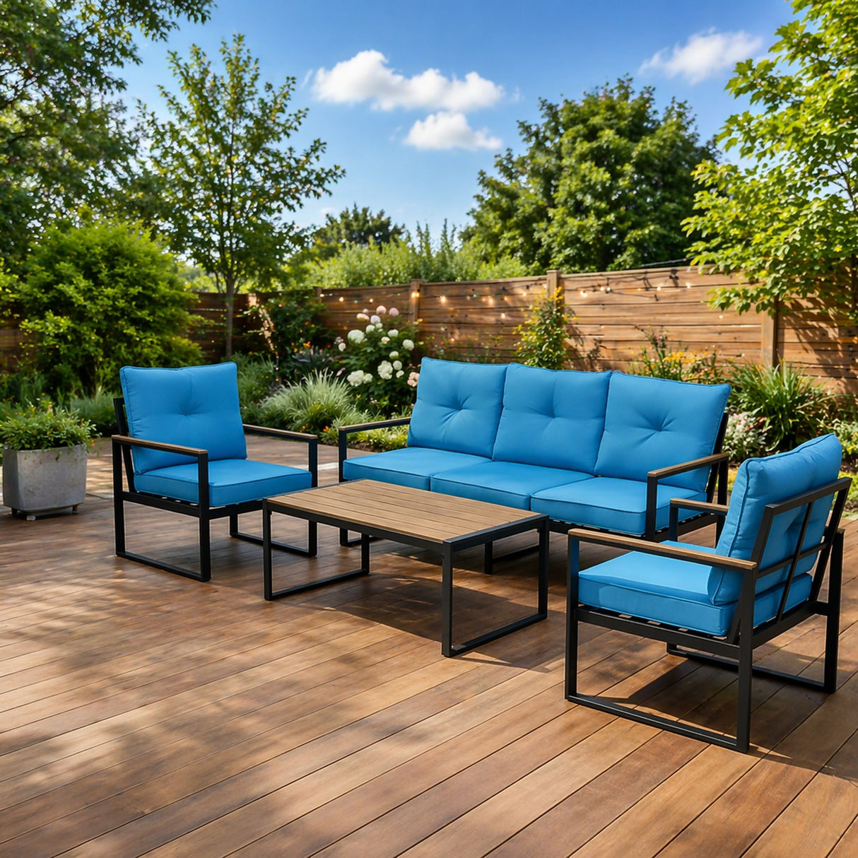 Oversized Outdoor Conversation Set, 5 Seater - Blue